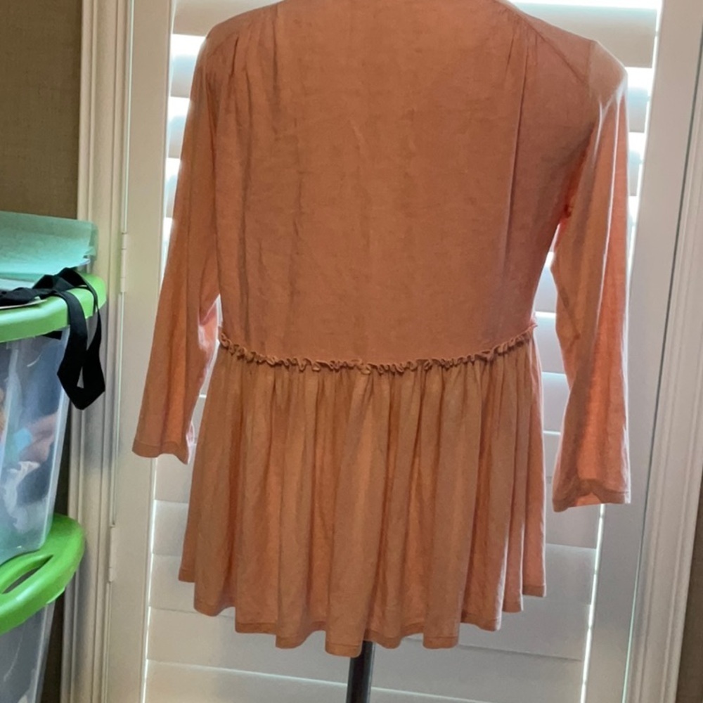 Copper Key Orange Flutter Sleeve Ruffled Blouse - Picture 3 of 7